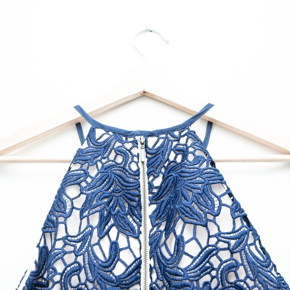 Keepsake Floral Embroidery Overlay Midi Dress Racer Back - Picture 7 of 7